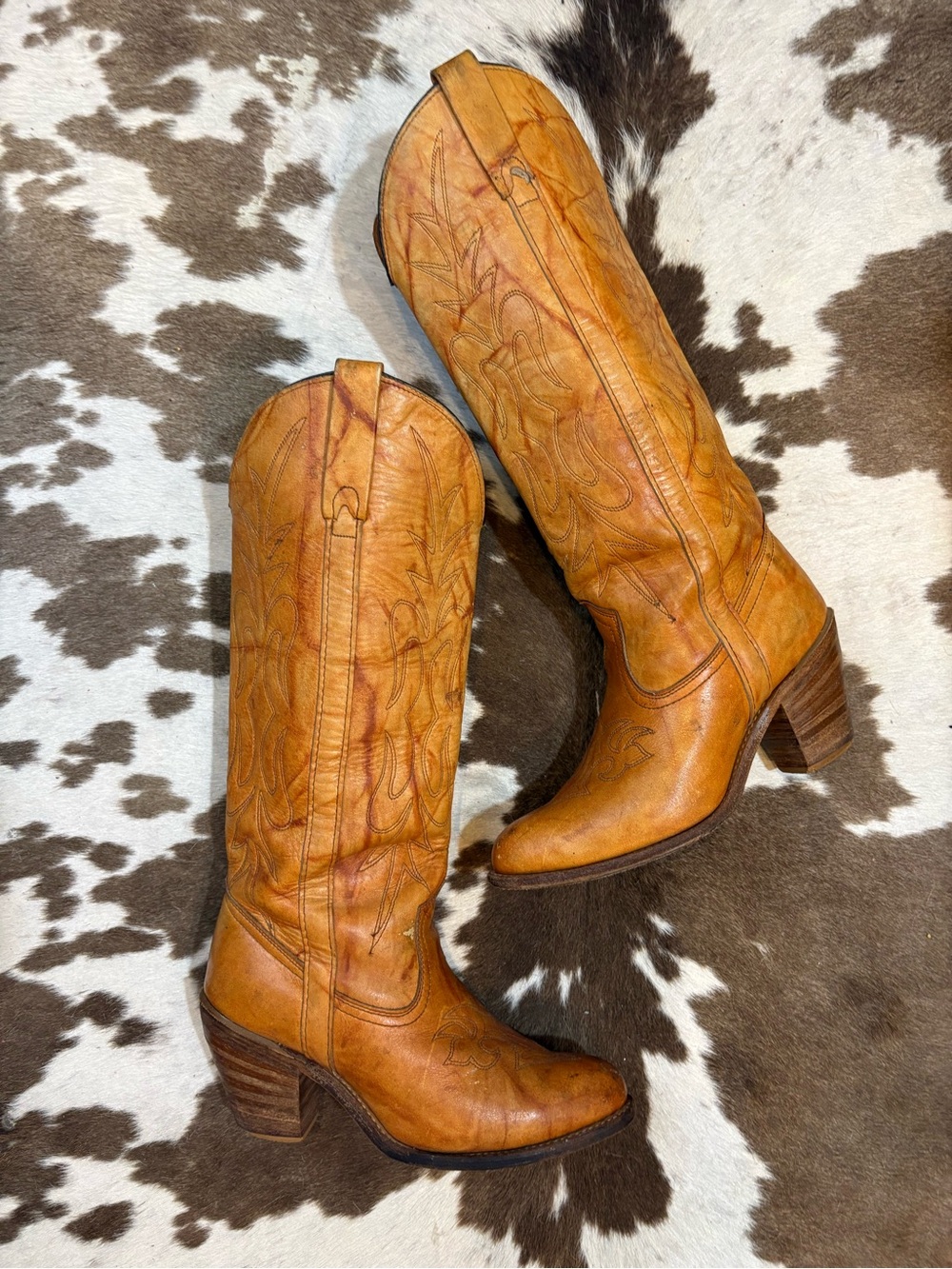 Miss Capezio Tan Leather Western Heeled Boots